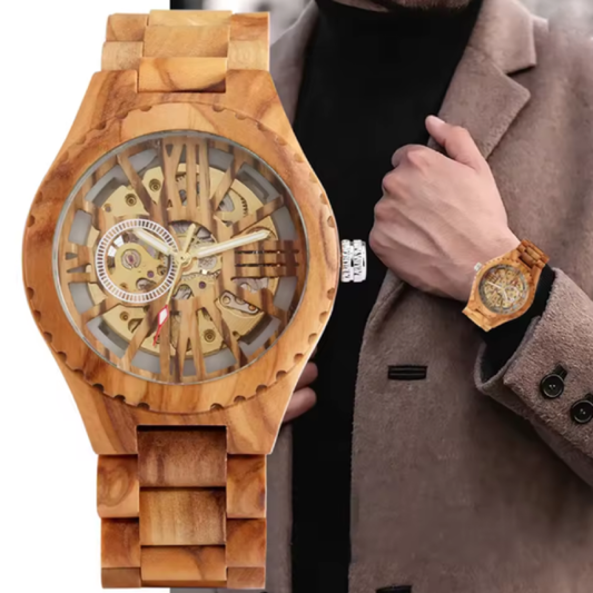 Montre Numérique Romaine en Bois pour Homme